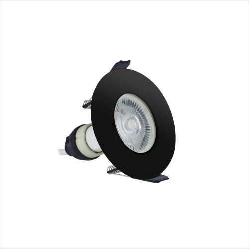 Tecaz - Evofire Fire Rated Black Round Downlight Inc. Bulb