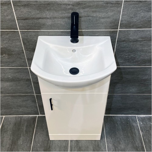 St. Moritz - 450mm Cloakroom Vanity Unit with Black Handle