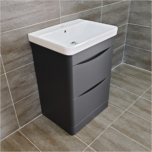 Gems - Moonstone handleless 600mm Matt Dark Grey Vanity Unit