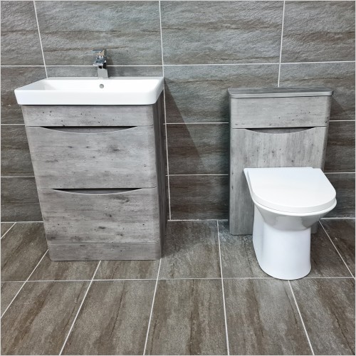Gems - Moonstone Handleless Dark Concrete Vanity Unit & WC Unit Set