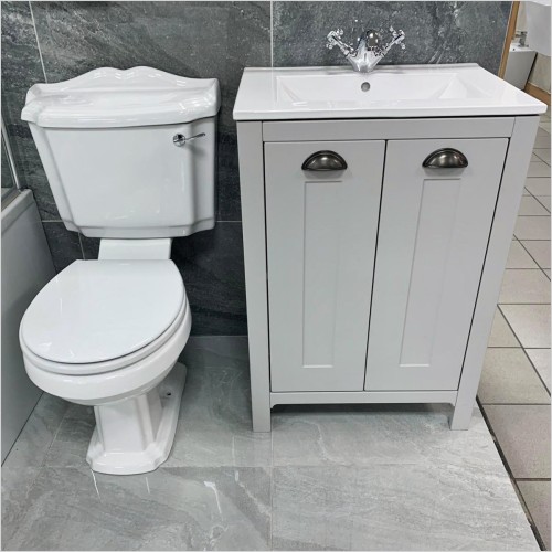 Old England - Durham Light Grey 600mm Vanity Unit & Legend Toilet Set