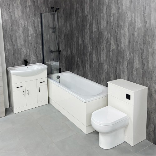 St. Moritz - Miranda 1250mm White Vanity Suite with Black Handles