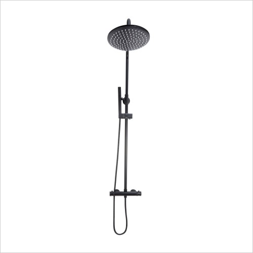 Scudo Bathrooms - Core Matt Black Thermostatic Round Rigid Shower Set