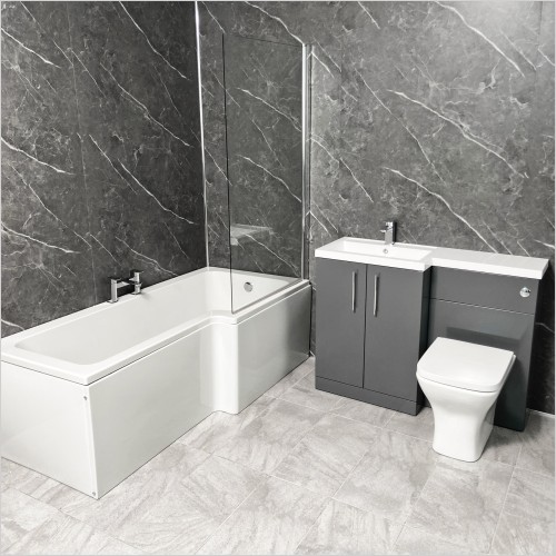 Reflections - Arno Grey Vanity Suite with L Shaped Bath Right Hand