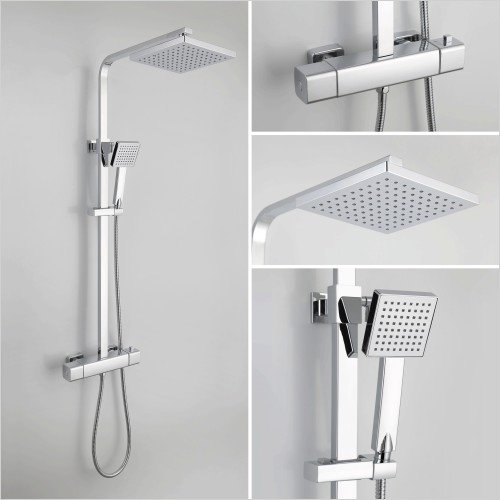 Reflections - Trent Square Thermostatic Shower Mixer With Riser Rail