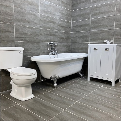 Old England - Durham Light Grey Oak Vanity Roll Top Bath Suite