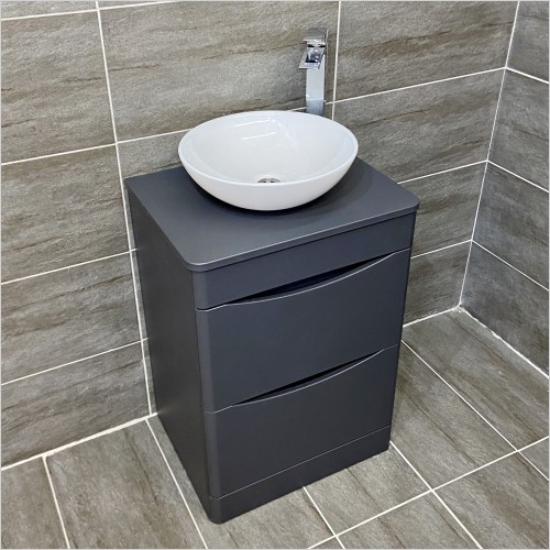 Gems - Moonstone Matt Dark Grey Vanity with Wok Basin & Tap