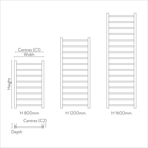 Scudo Bathrooms - Vibe Brushed Brass 1200 x 500mm heated Towel Rail
