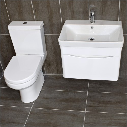 Gems - Moonstone White Gloss Wall Hung Vanity Unit & Charlie WC Set