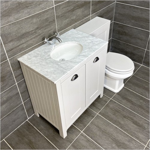 Old England - Soulbury 1300mm Light Grey Vanity Set Inc Marble Top