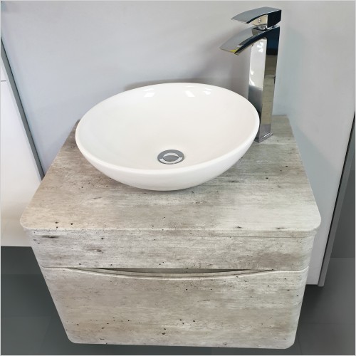 Gems - Light Concrete Wall Hung Vanity Unit with Wok Basin & Tap