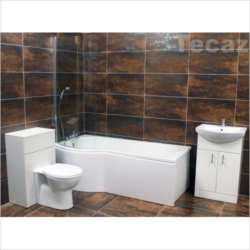 Reflections - Claire P Shaped Showerbath Suite With Vanity Set Left Hand