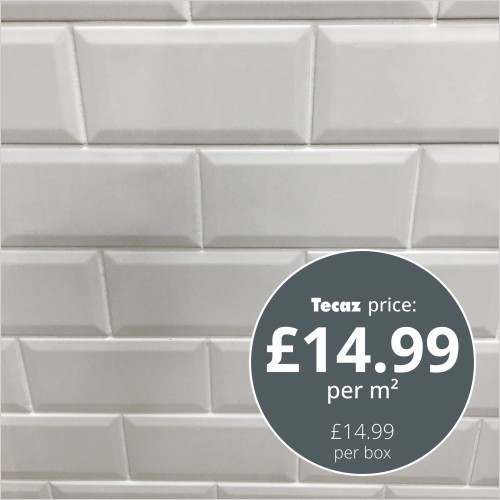 Tecaz - Metro White Gloss 100 x 200mm Ceramic Wall Tile