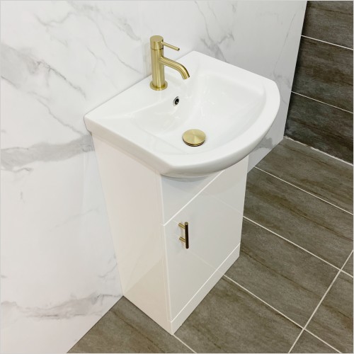 St. Moritz - 450mm White Gloss Vanity Unit with Brushed Handles
