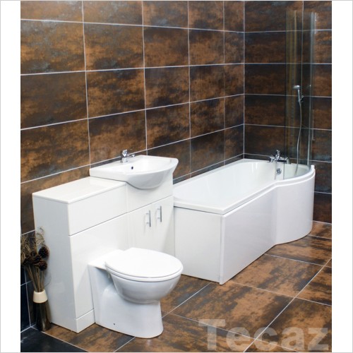 Reflections - Claire P Shaped Showerbath Suite With Vanity Set Right Hand