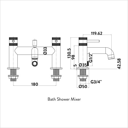 Tecaz - Core Chrome Finish Round Style Bath Filler Tap