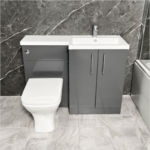 Tecaz - Arno Grey Gloss 1100mm L Shaped Vanity Set Right Hand