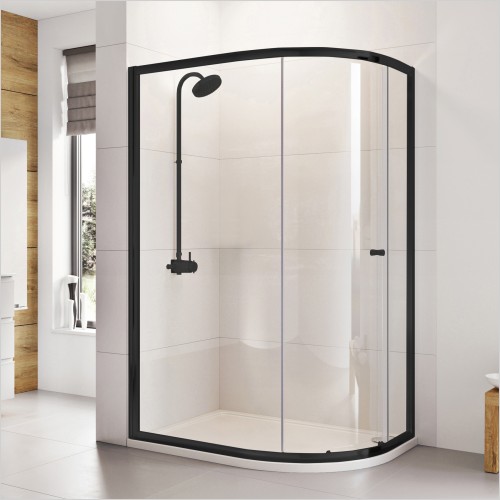 Roman Showering - Haven6 1 Door Offset Quadrant - Black 800 x 1000mm