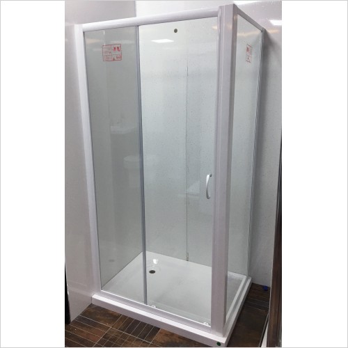 T2 Value Range - Homebrand 1000mm White Sliding Shower Door
