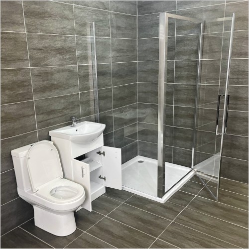 Tecaz - 1000mm Pivot Shower Suite 550mm Vanity & Charlie Toilet