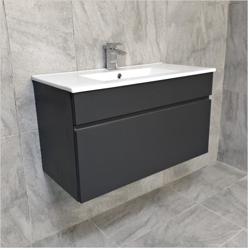 Gems - Moonstone Lucca 800mm Wall Hung Vanity Unit Matt Dark Grey