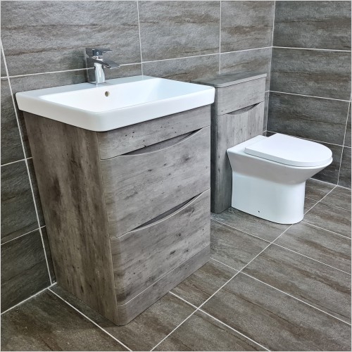 Gems - Moonstone Handleless Dark Concrete Vanity Unit & WC Unit Set