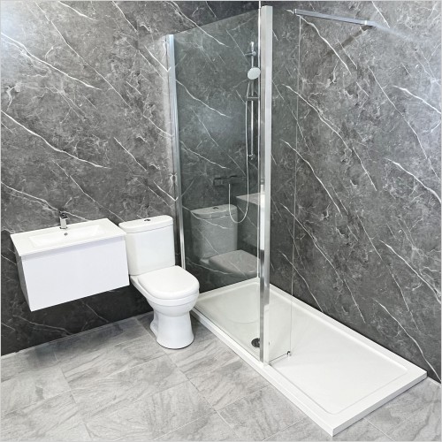 Tecaz - Atlas 1700mm Walk In Shower Suite with Charlie Toilet + Mino