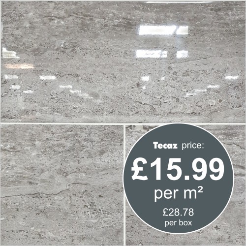 Tecaz - Parallax Dark Grey Gloss 60 x 30cm Wall Tile