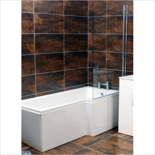 Reflections - Erika 1700mm L Shaped Right Hand Showerbath Inc Screen