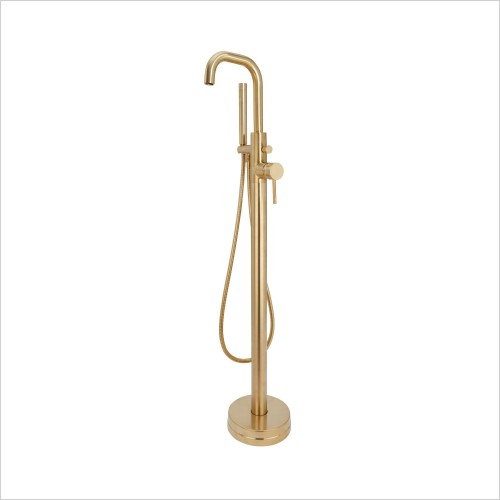 Tecaz - Core Brushed Brass Floorstanding Bath Shower Mixer Tap