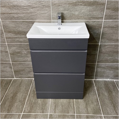 Gems - Moonstone Lucca 600mm Floorstanding Vanity Unit Matt D Grey