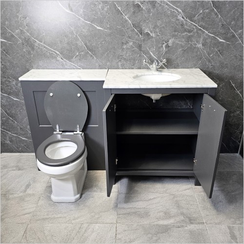 Old England - Soulbury 1460mm Dark Grey Vanity Set Inc Marble Top