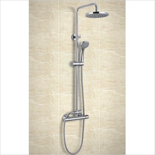 T2 Value Range - Round Thermostatic Shower Mixer With Dual Heads & Riser