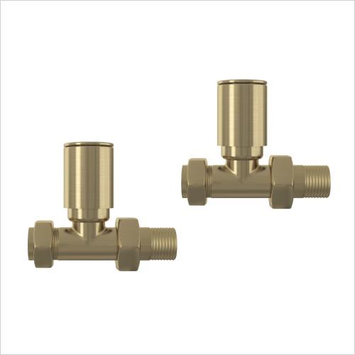 Gems - Brushed Brass Finish Straight Radiator Valves