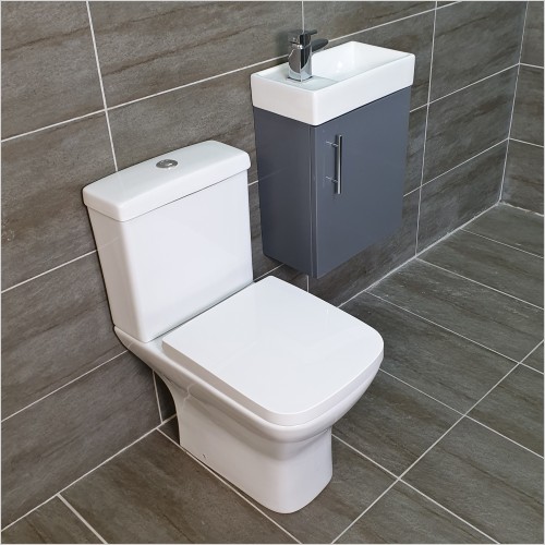 Reflections - Cube 400mm Grey Gloss Wall Hung Unit & Sandy Toilet Set
