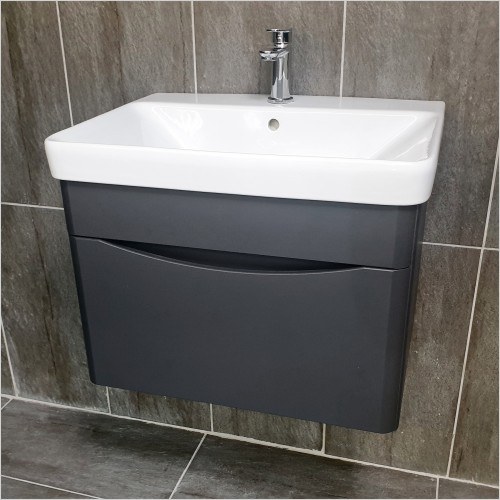 Gems - Moonstone Handleless Matt Dark Grey Wall Hung Vanity Unit