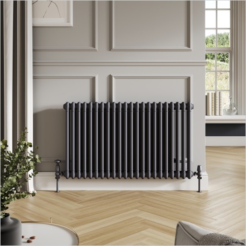 Scudo Bathrooms - Column 2 Horizontal Anthracite 600 x 650mm Radiator