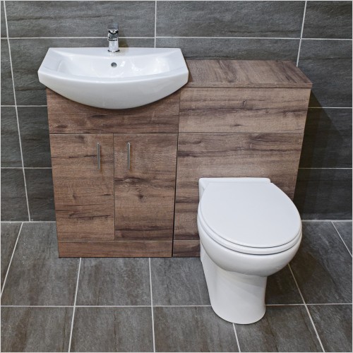 St. Moritz - 1050mm Walnut Finish Vanity Set Inc Basin & Std Toilet Pan