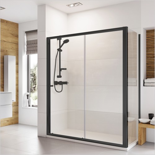 Roman Showering - Haven6 Black 1000mm Sliding Shower Door