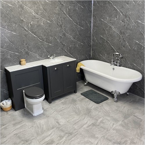 Old England - Soulbury Dark Grey Vanity Freestanding Bath Suite Inc Taps