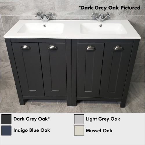 Old England - Durham double basin vanity unit - Dark Grey Oak