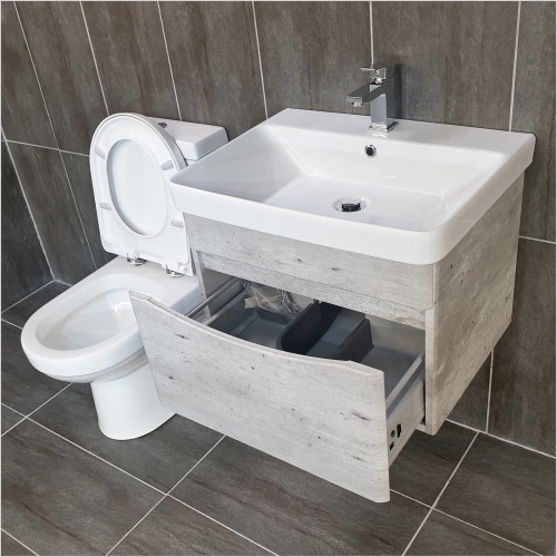 Gems - Moonstone Light Concrete Wall Hung Unit & Charlie WC Set