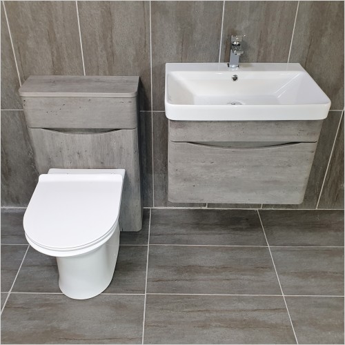 Gems - Moonstone Handleless Dark Concrete Wall Hung Vanity Set