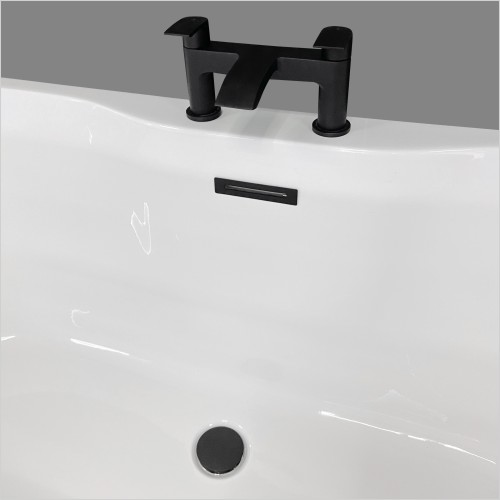 Reflections - Black Rectangular Overflow & Waste For Freestanding Baths