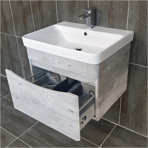 Gems - Moonstone Light Concrete Handleless Wall Hung Vanity Unit