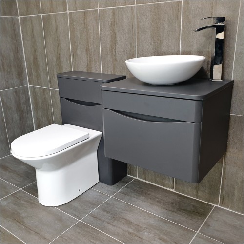 Gems - Moonstone Handless Matt Dark Grey Wall Hung Wok Vanity Set