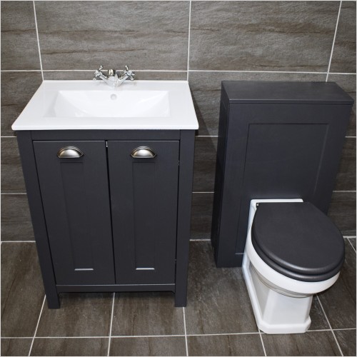Old England - Durham Dark Grey Oak Vanity Unit & WC Unit Furniture Set