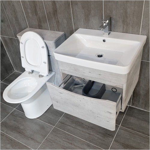 Gems - Moonstone Handleless Light Concrete Wall Hung Vanity Set