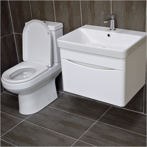 Gems - Moonstone White Gloss Wall Hung Vanity Unit & Charlie WC Set
