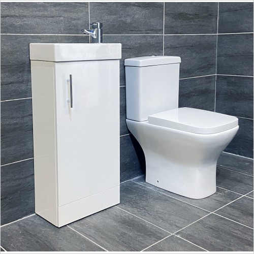 Reflections - Cube 400mm White Vanity Unit & Sandy Toilet Cloak Set
